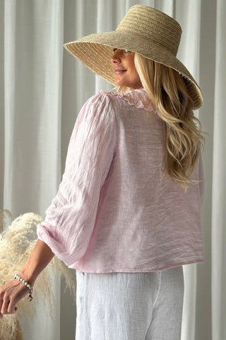 Alivia linen blouse, cool pink