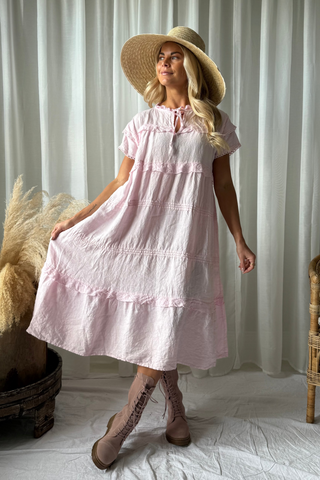 Amarosa linen dress, cool pink BYPIAS Amarosa linen dress, cool pink BYPIAS