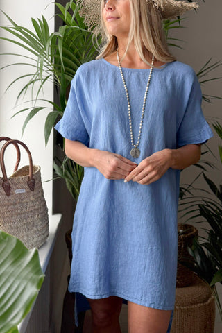 Amilia linen tunic, heavenly blue