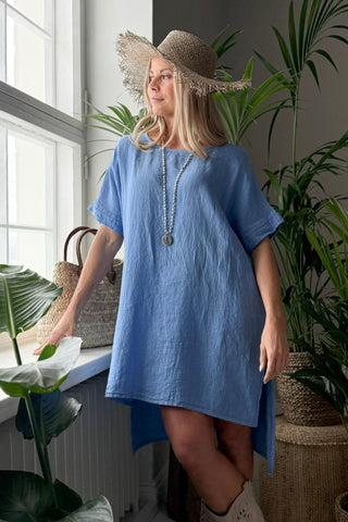 Amilia linen tunic, heavenly blue
