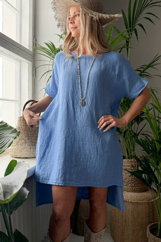 Amilia linen tunic, heavenly blue