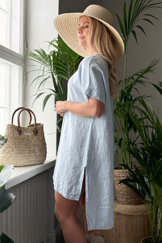 Amilia linen tunic, light blue