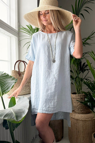 Amilia linen tunic, light blue