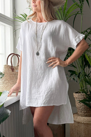 Amilia linen tunic, white