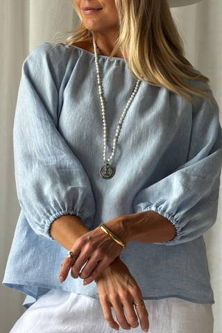 Analise linen shirt, oxford blue 