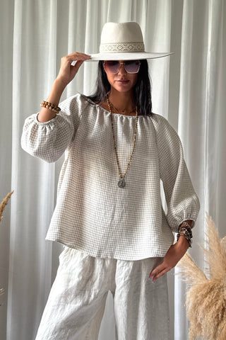 Analise pellavapaita, beige check