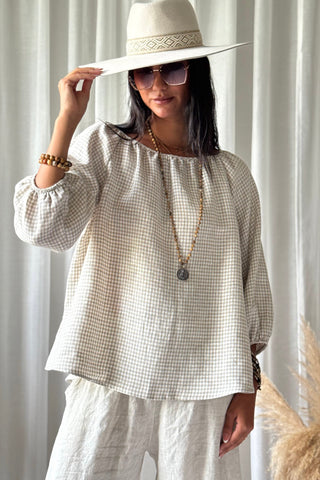Analise pellavapaita, beige check