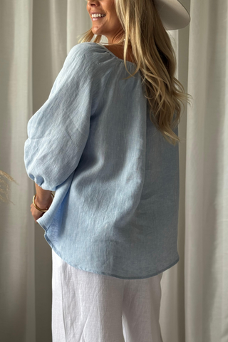 Analise linen shirt, oxford blue 