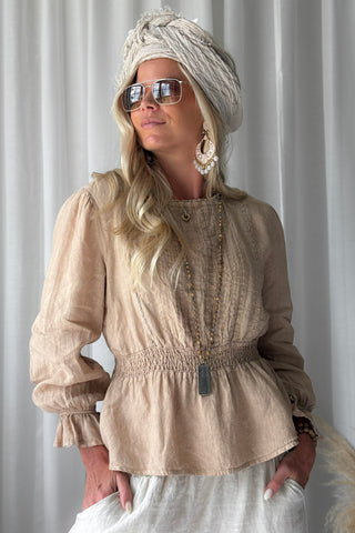 Anella linen blouse, safari