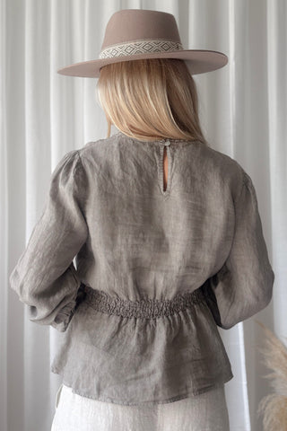 Anella linen blouse, taupe