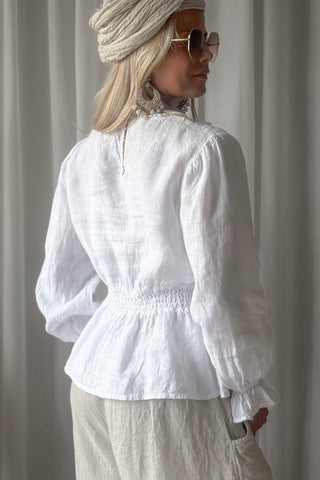 Anella linen blouse, white
