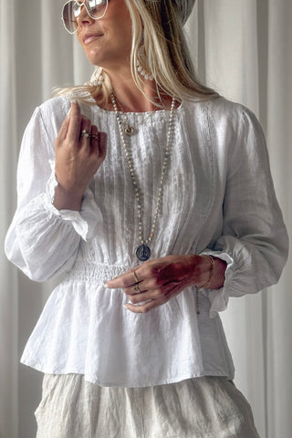 Anella linen blouse, white