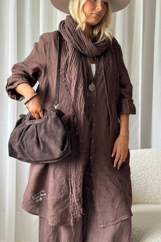 Another day linen shirt, coffee
