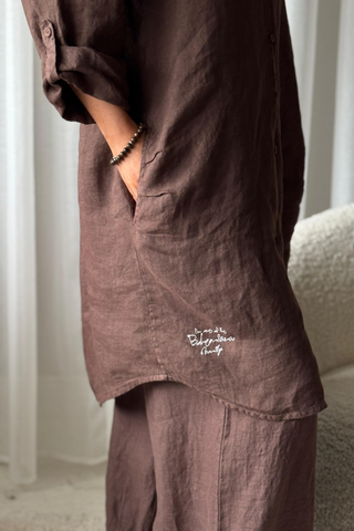 Another day linen shirt, coffee