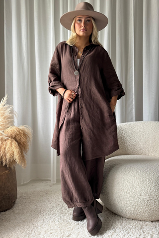 Another day linen shirt, coffee
