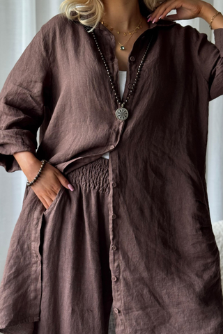 Another day linen shirt, coffee