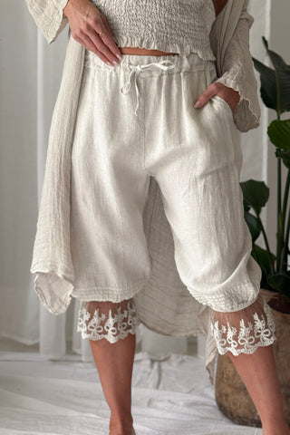 Arabella linen capris, sand