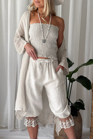 Arabella linen capris, sand