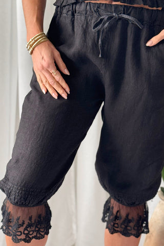 Arabella linen capris, black