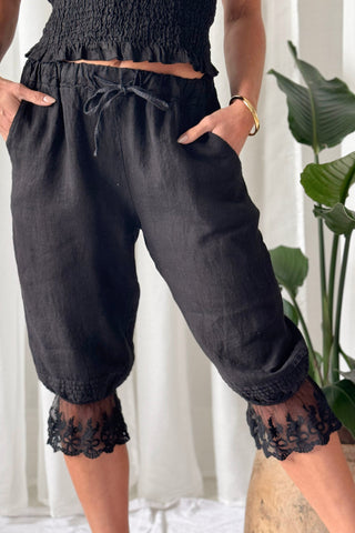 Arabella linen capris, black