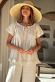 Aria linen blouse, sand