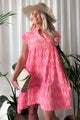 Assaona cotton dress, neon pink