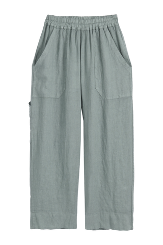 Baggy linen trousers, camo