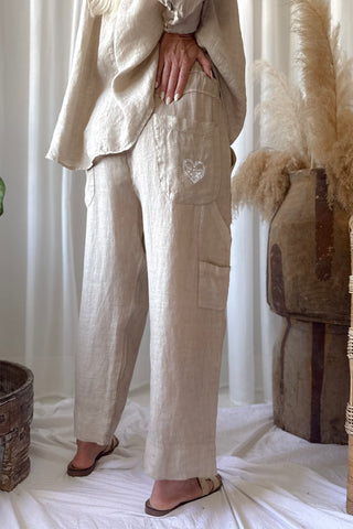 Baggy linen trousers, cashmere