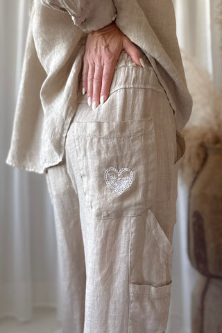 Baggy linen trousers, cashmere