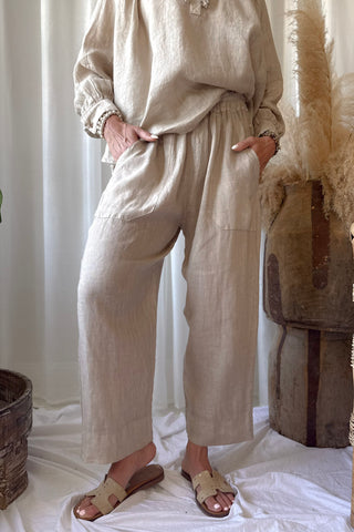 Baggy linen trousers, cashmere