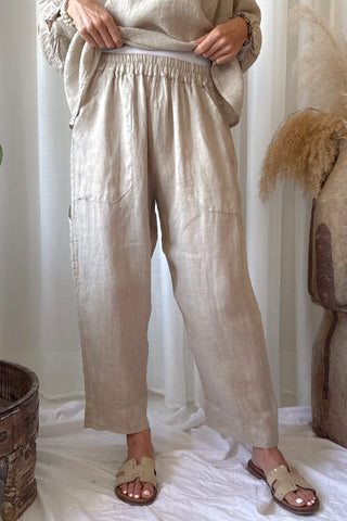 Baggy linen trousers, cashmere