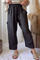 Baggy linen trousers, black
