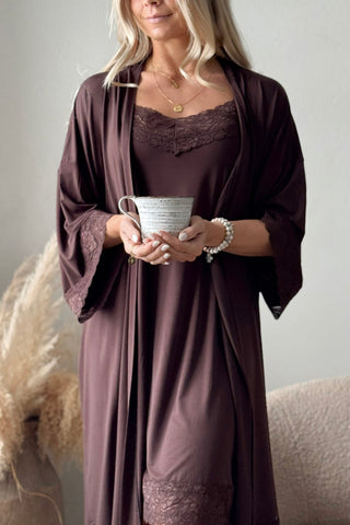 Bamboo Lace kimono, coffee