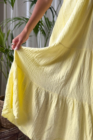 Beach angel cotton dress, yellow