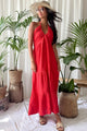 Beach angel cotton dress, red