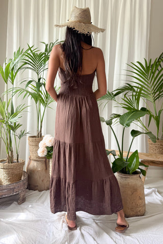 Beach angel cotton dress, brown