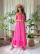 Beach candy cotton dress, pink-red stripe