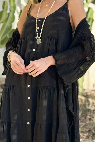 Benissa linen dress, black 