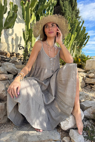 Benissa linen dress, taupe