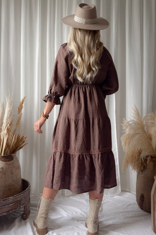 Beth ellen linen dress, coffee