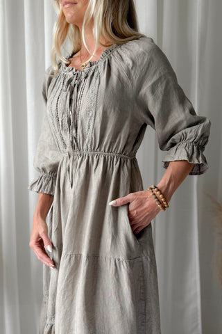 Beth Ellen pellavamekko, taupe