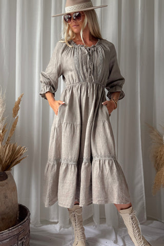 Beth Ellen pellavamekko, taupe