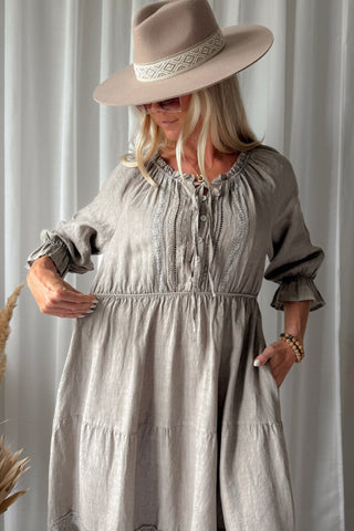 Beth Ellen pellavamekko, taupe