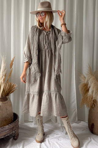 Beth Ellen pellavamekko, taupe