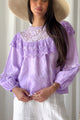 Boho Lace linen blouse, lavender