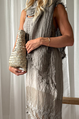 Boho mesh scarf, taupe