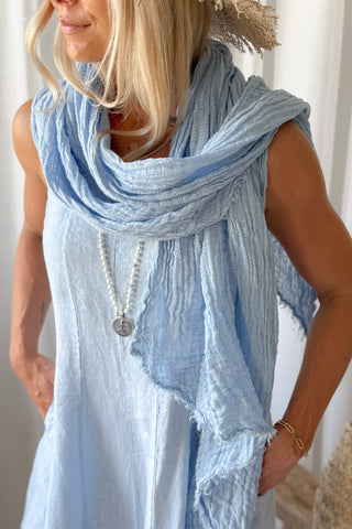 Boho mesh pellavahuivi, vaaleansininen