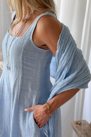Boho mesh pellavahuivi, vaaleansininen