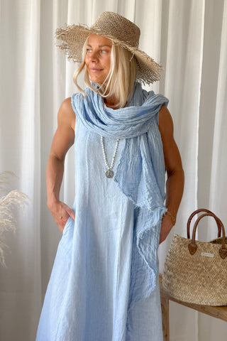 Boho mesh pellavahuivi, vaaleansininen