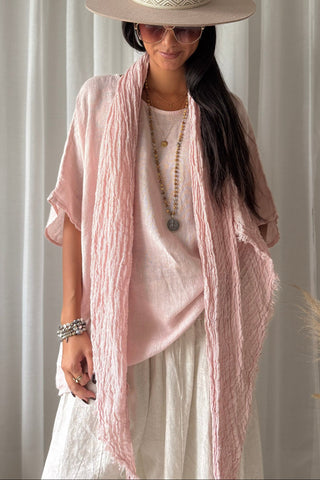 Boho mesh linen scarf, light pink